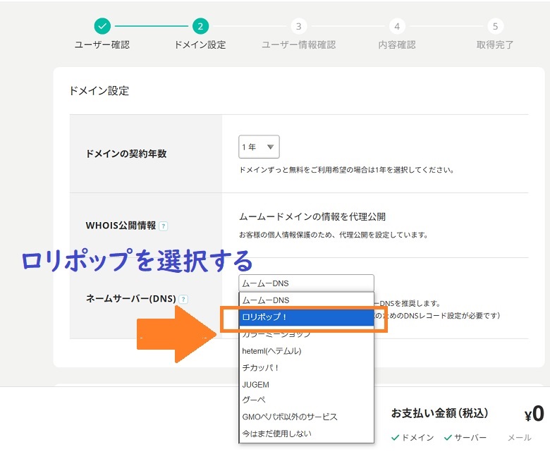 ネームサーバー（DNS）、ロリポップ!