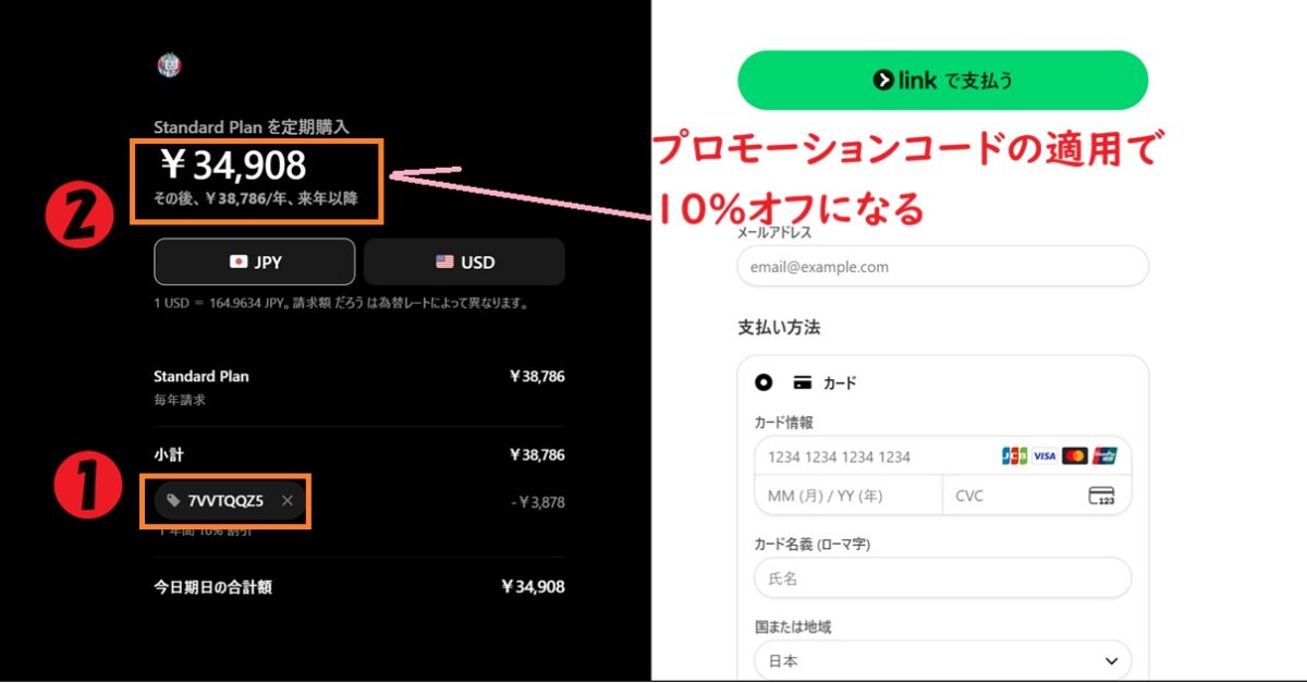 プロモーションコードの適用